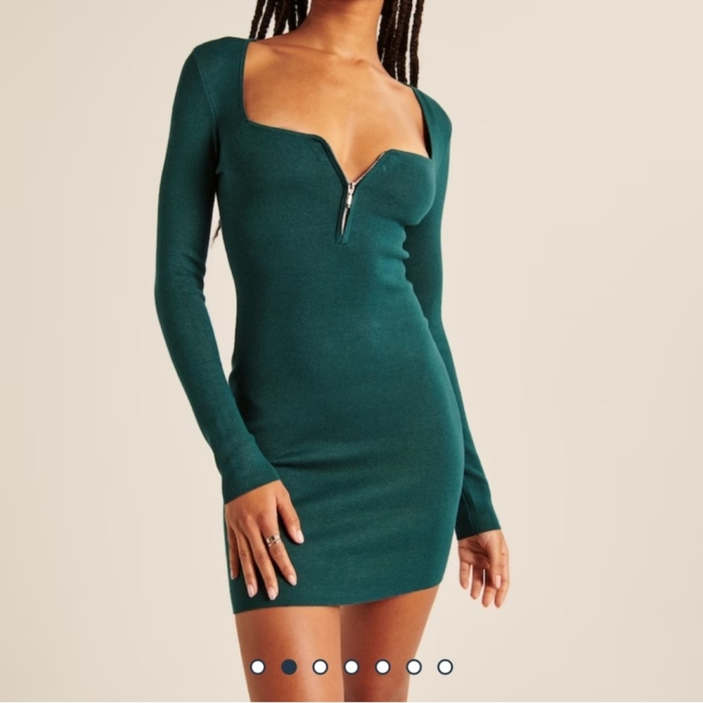 Abercrombie‎ & Fitch NWT Long Sleeve Teal Green Mini Sweater Dress Size XLT